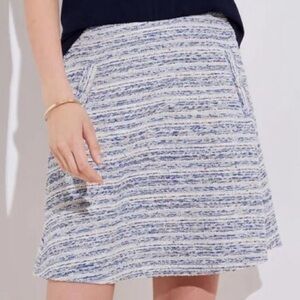Loft Blue and Cream Tweed Mini Skirt